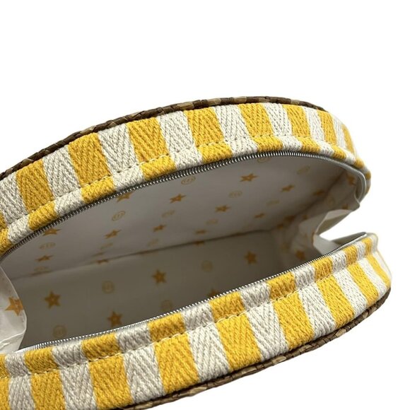 Auth DIOR/ChristianDior - Brown Cream Yellow Straw Canvas Pouch - Picture 8 of 10